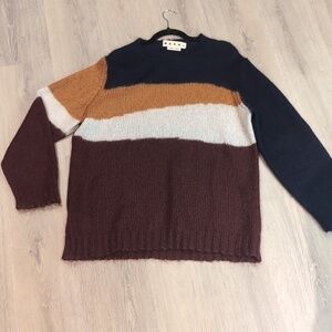 Marni Mohair Crewneck Sweater Brown Cream